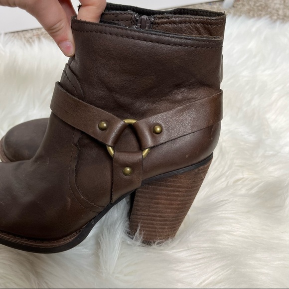 Korks Farah Brown Leather Harness Heel Ankle Boots Size 6.5 - Picture 5 of 10